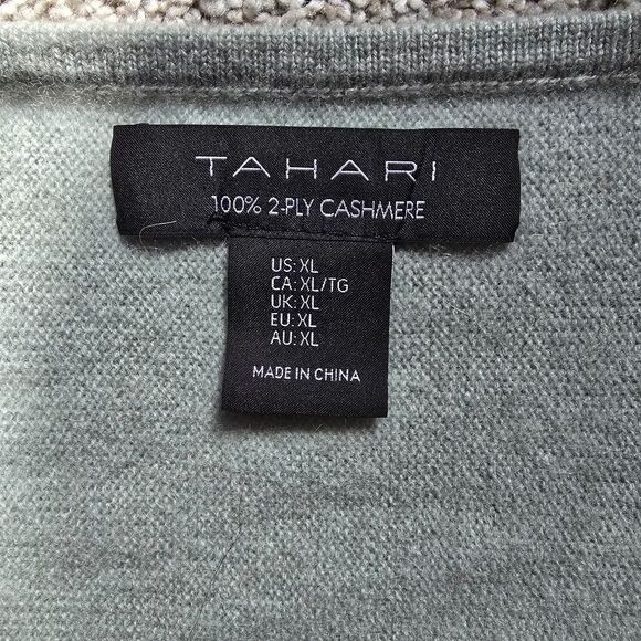 Tahari pistachio green 100% 2-ply Cashmere sweater XL - Picture 3 of 9